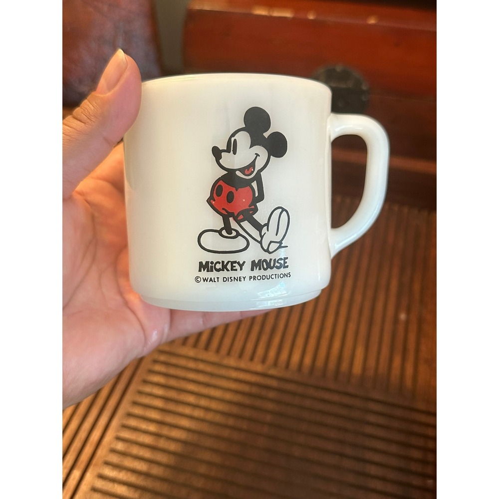 Vintage Federal Glass Mickey Mouse Milk Glass Coffee Mug Disney USA White - Picture 4 of 9